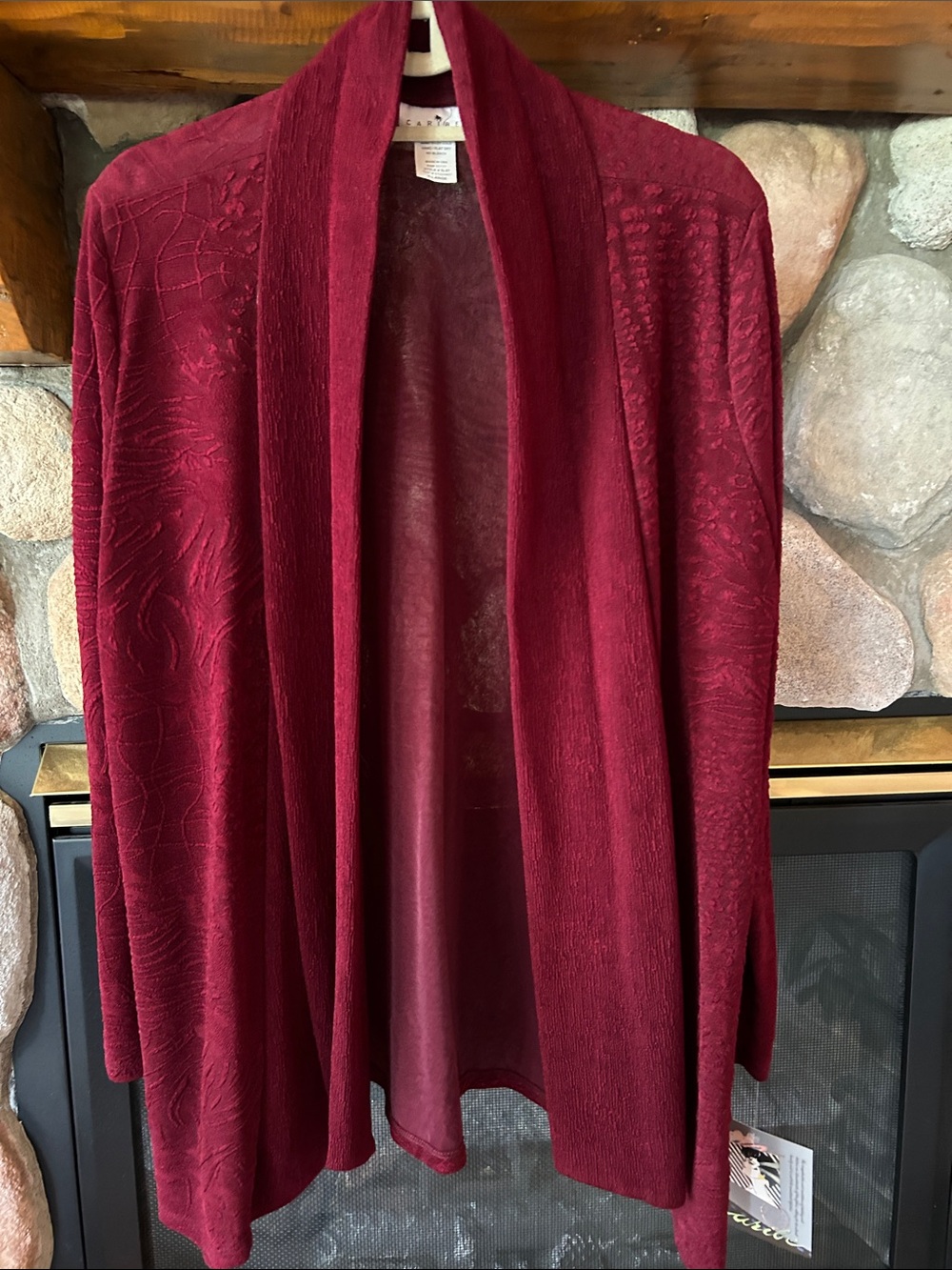 Caribe Vintage Open-Front Burgundy Cardigan Sweater, Size XL, NWT